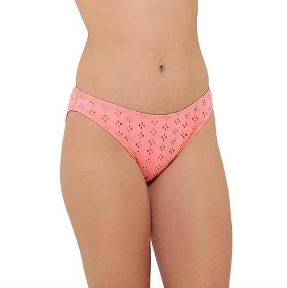 Juniors Ninty-Nine° Swim Bikini Bottom XXL Coral Eyelet Pink XX Large NWT - Picture 1 of 6